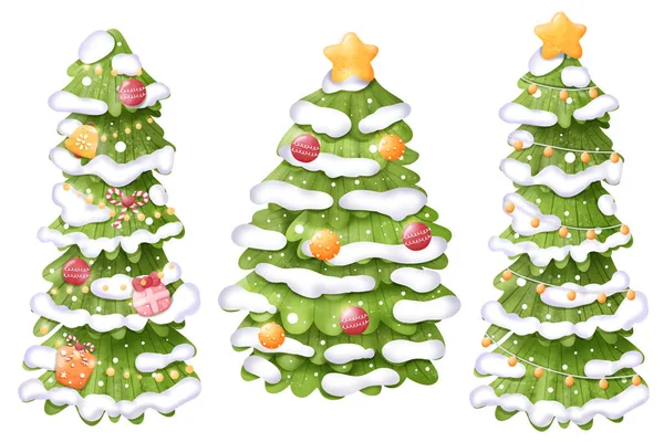 Alberi Natale Acquerello Illustrazione — Vettoriale Stock