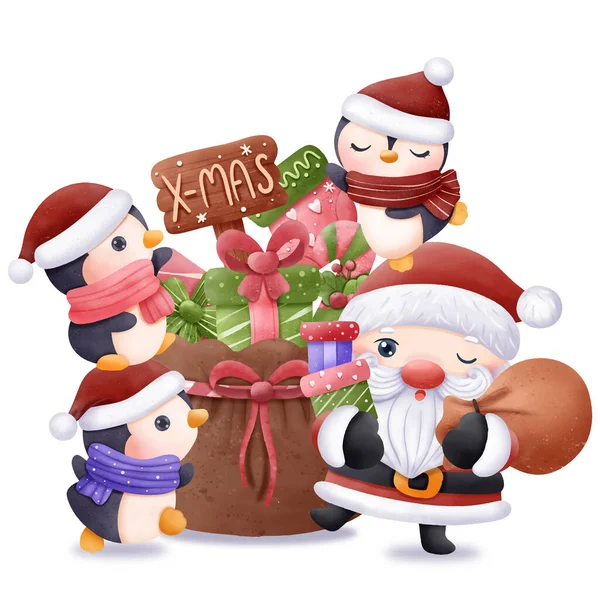 Christmas Series Santa Friends — Stock Vector