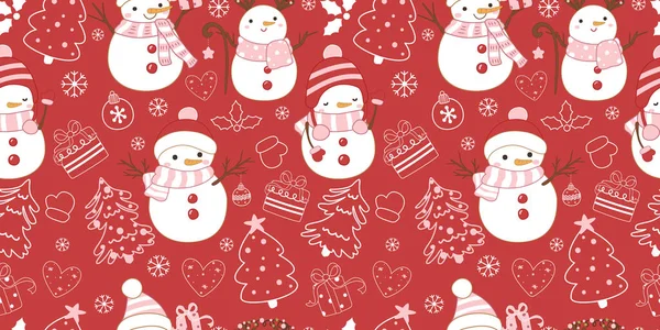 冬とクリスマス テーマ別シームレスなパターン — ストックベクタ