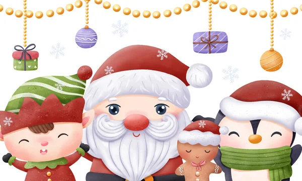 Christmas Series Santa Friends — Stock Vector