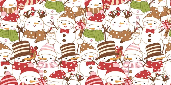 Winter Christmas Themed Seamless Pattern — Stock Vector