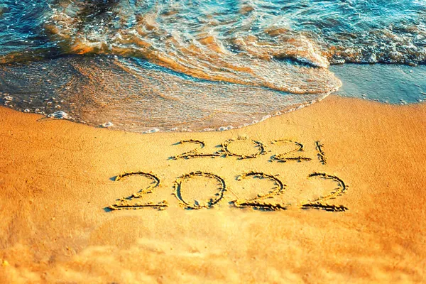 Новым 2022 Годом Берегу Моря Абстрактное Фоновое Фото Уходящего 2021 — стоковое фото
