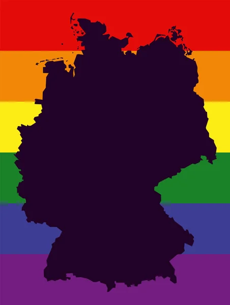 Duitsland Lgbt Kaart Met Regenboog Kleur Vlag — Stockfoto