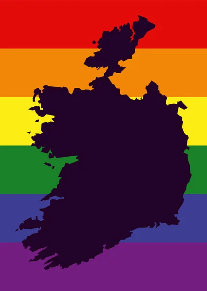아일랜드 Lgbt 지도에 무지개 깃발이 그려진 — 스톡 사진