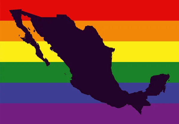 México Mapa Lgbt Con Bandera Color Arco Iris —  Fotos de Stock