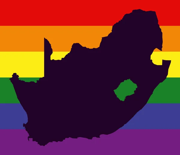 South Africa Lgbt Map Rainbow Color Flag — 스톡 사진