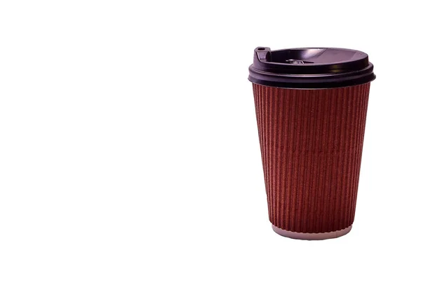 Wegwerp Kartonnen Beker Voor Afhaalkoffie Thee Geïsoleerd Witte Achtergrond — Stockfoto