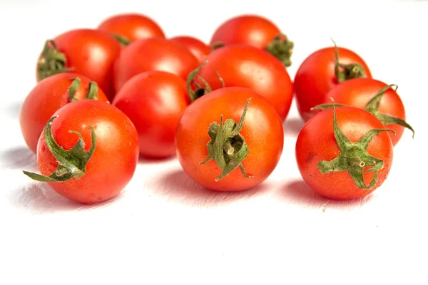 Cherry Tomato Group Ripe Organic Tomatoes Light Background — Stockfoto