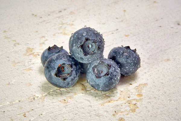 Fresh Blueberries Water Drops Light Background — Foto de Stock