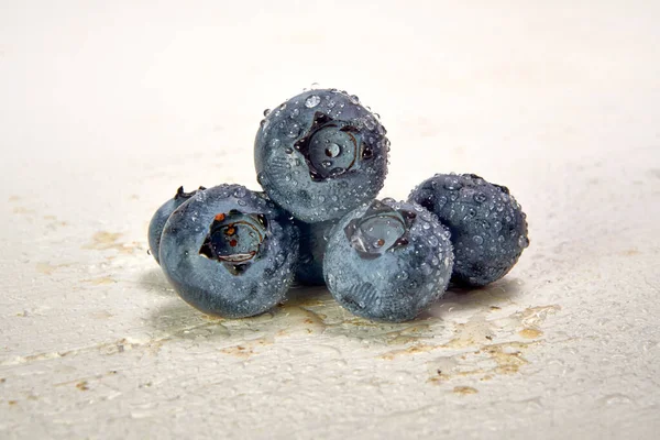 Fresh Blueberries Water Drops Light Background — Stock Photo, Image