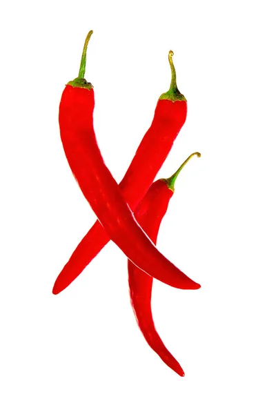 Group Red Hot Pepper Pods Isolated White Background Vertical Photo — Foto Stock