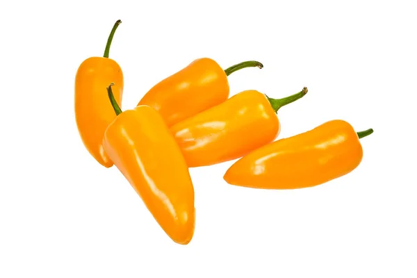 Gruppe Von Gelben Scharfen Jalape Paprika Isoliert Auf Weißem Hintergrund — Stockfoto