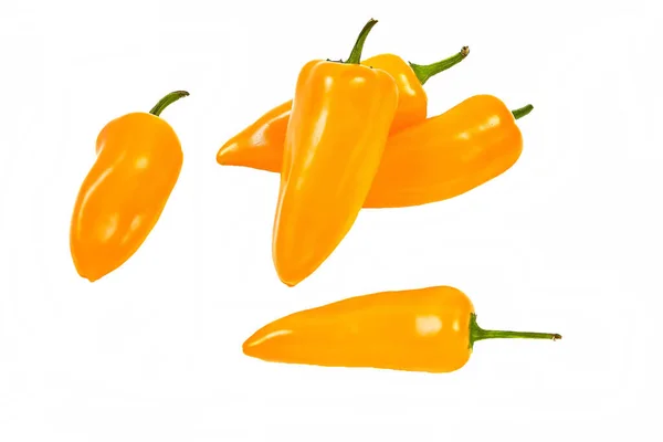 Group Yellow Hot Jalape Peppers Isolated White Background — Stock Photo, Image