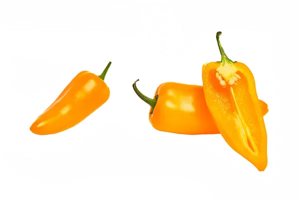 Cut Jalap Pepper Pod Showing Wall Thickness Seeds Group Peppers — Stock Photo, Image