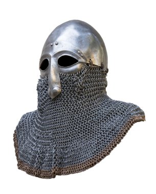 zincir posta ile basit kask knight. yan görünüm