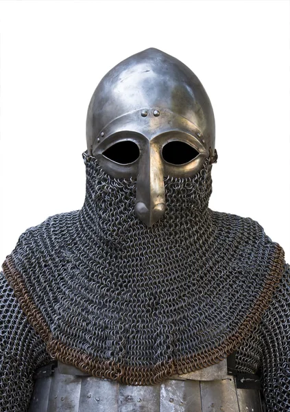 Simple helmet with chain mail — Stock Photo, Image