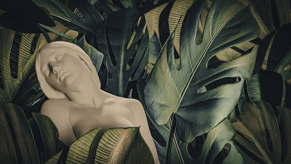 Greek goddess abstract background. 3d rendering.