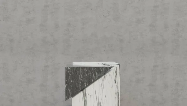 Białe marmurowe geometryczne podium z ciemnym czarnym tłem. 3d renderowanie. — Zdjęcie stockowe
