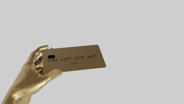女性の手は白い背景に隔離された銀行カードを保持する 3Dレンダリング — ストック写真