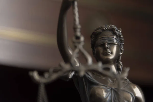 Law and judgment concept. Figure of Lady Justice in notary office close-up. — Zdjęcie stockowe