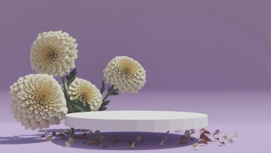 Kozmetik ürünleri sunumu için doğal ahşap podyum ve yeşil yapraklar. Minimum kozmetik arka plan. 3d oluşturma.