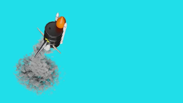 石油のコストと油の羽の価格のロケットの上昇の概念。3Dでレンダリング. — ストック写真