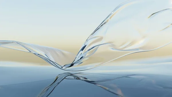 Ruban de verre à vent sur l'eau. papier peint abstrait pour bannière. Rendu 3d. — Photo