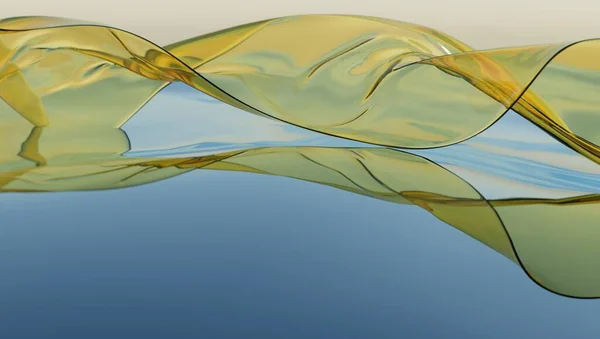Wstążka ze szkła wiatrowego na wodzie. abstrakcyjna tapeta na baner. 3d renderowanie. — Zdjęcie stockowe