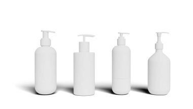 Beyaz kozmetik şişe ambalaj modelini, tasarımınız ve çiziminiz için hazırlayın. 3d oluşturma.