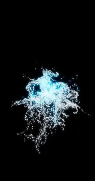 Abstract Digital Blue Color Wave Flowing Small Particles Dance Motion — Video