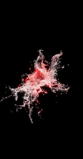 Abstract Digital Red Color Particles Flowing Small Particle Dance Motion — Wideo stockowe