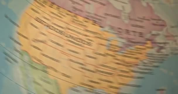 Rotating Globe Terraqueo Map Stops Destination Tunisia Malta Greece — Stock Video