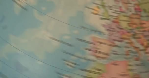 Rotativa Mapa Terraqueo Globo Que Pára Destino Dos Estados Unidos — Vídeo de Stock