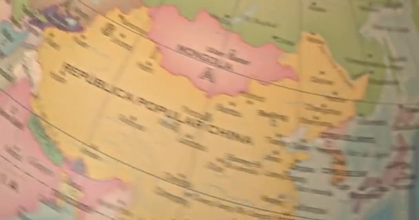 Rotating Globe Terraqueo Map Stops Destination Turkey Syria Iraq — Stock Video