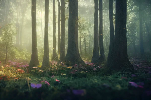 Peaceful magical forest scene fall near lower lewis falls in gifford pinchot national forest