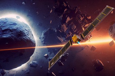 DART Göktaşı Saptırma Testi Görevi. Bu görüntü NASA tarafından desteklenmektedir. 3d oluşturma