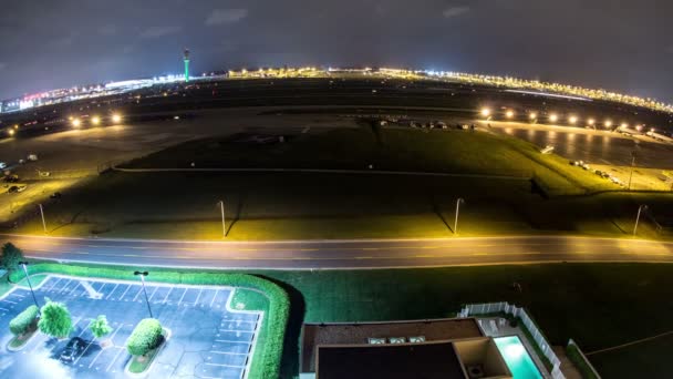 Avião Time Lapse Aeroporto Fisheye — Vídeo de Stock