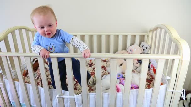 Baby In Crib Dolly — Stock Video