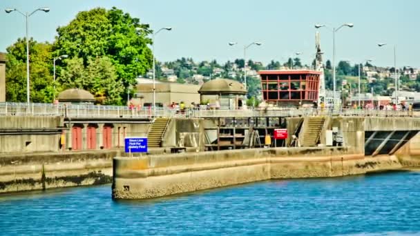 Ballard Locks Time Lapse — Stock Video