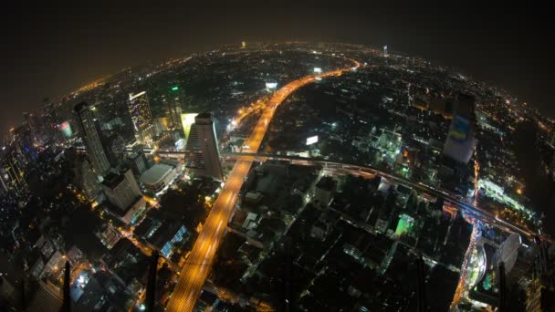 Lapso de tiempo de paisaje urbano Bangkok fisheye — Vídeo de stock