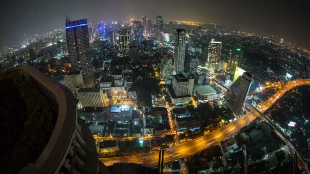 Bangkok Cityscape Time Lapse Fisheye — Stock Video