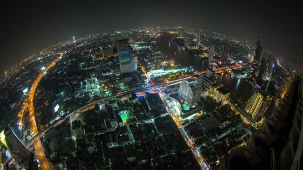 Lapso de tiempo de paisaje urbano Bangkok fisheye — Vídeo de stock