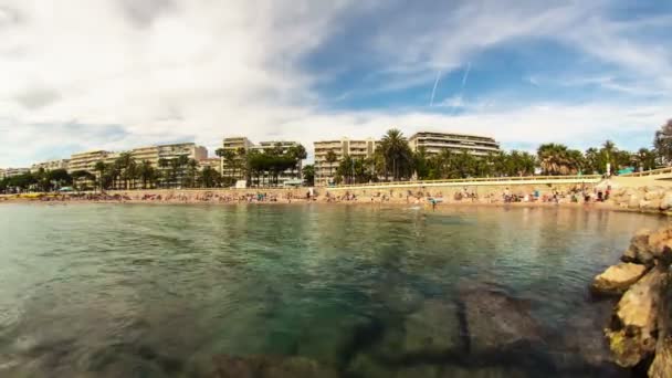 Clipe de lapso de tempo de praia em Cannes — Vídeo de Stock