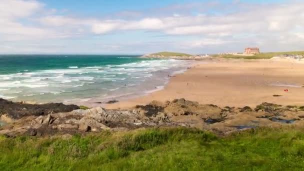 Pláži čas zániku klip v Cornwallu — Stock video