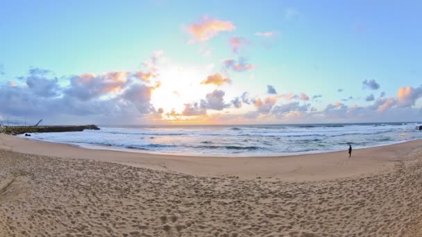 Strand Zeitraffer Lissabon Sonnenuntergang — Stockvideo