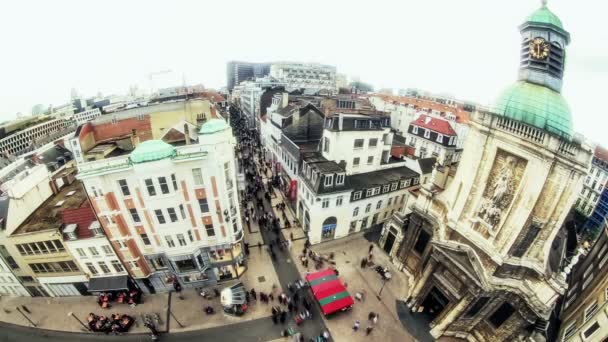 Brussels belanja jalan dan Cityscape . — Stok Video