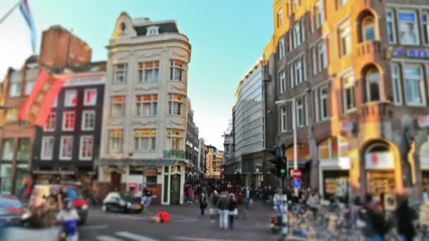 City Amsterdam пішохідної трафіку — стокове відео
