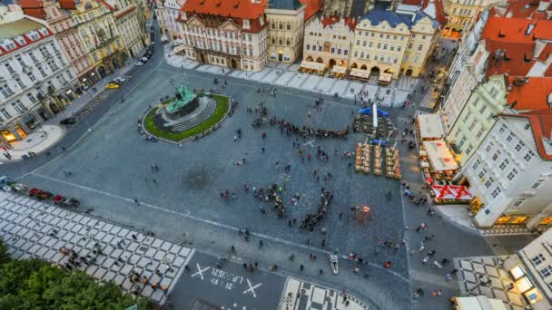 Upływ czasu miasta ruchu pieszego - Praga — Wideo stockowe