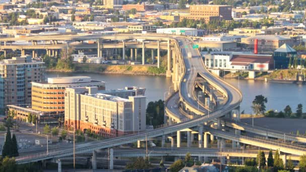 Zoomen time-lapse van-5 Marquam brug — Stockvideo