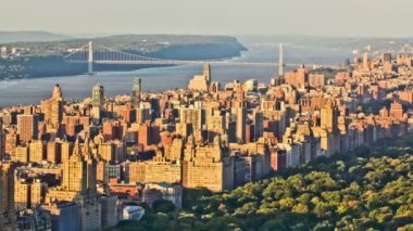 New York cityscape günbatımı sırasında